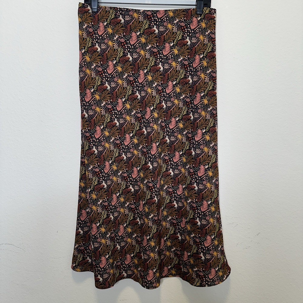 Loft Womens Paradise Bias Midi Skirt Sz Med Pull On Vacation Resort‎ Art